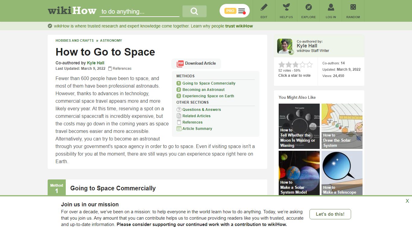 3 Ways to Go to Space - wikiHow