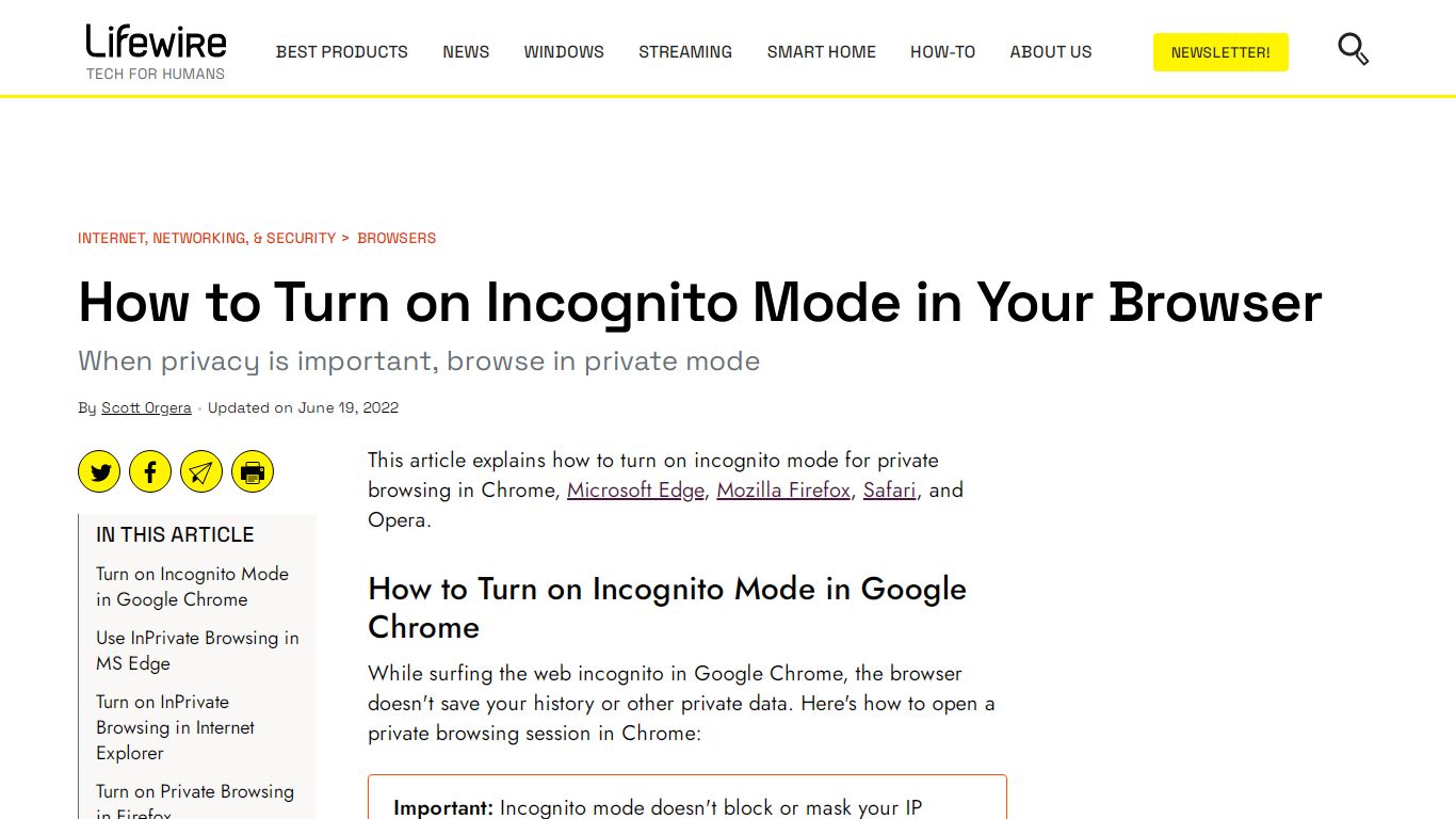 How to Turn on Incognito Mode in Your Browser - Lifewire